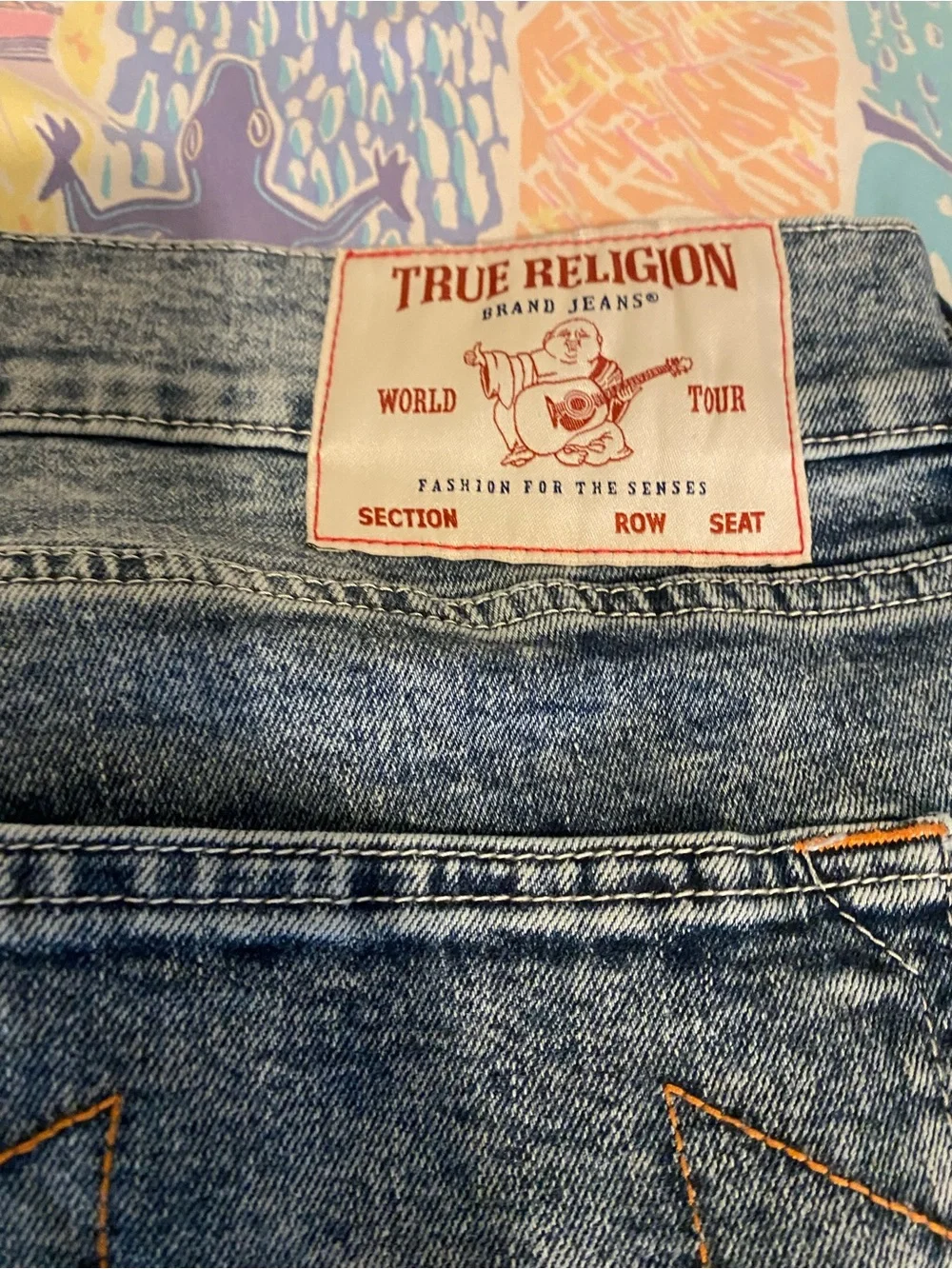 True Religion Men’s Blue Acid-Wash Straight Leg Jeans